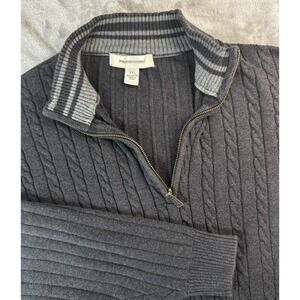 Pronto Uomo Sweater Mens 2XL‎ Gray Quarter Zip Mock Neck Cable Knit Pullover
